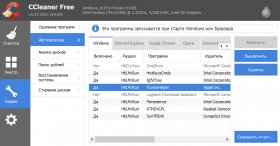 Контроль автозагрузки в Windows 7, Windows 8 и Vista - программа CCleaner